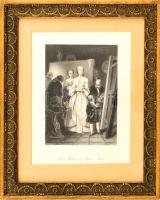 Karl Hemerlein (1811-1884) festménye után, W. French metszése: Mária Terézia Meytens műtermében. Acélmetszet, paípr, jelzett a metszeten, 17x13 cm. Üvegezett, dekoratív, kissé sérült fakeretben.