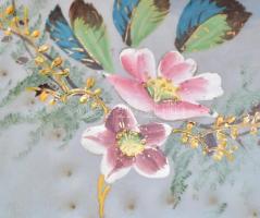 Ezüst (Ag) Talpú, fodros, üveg, kínálótál, jelzett, kopásnyomokkal, m:24cm, nettó:163g