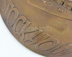 Csíkszentmihályi Róbert (1940-2021): Stockholm. Öntött, patinázott, bronz, falplasztika. Jelzett, 23...