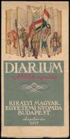 Diarium az előjegyzési naptár az 1929-ik évre. Bp., 1928., Kir. M. Egyetemi Nyomda. Papírkötés, a gerincen kis szakadással.