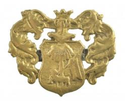DN Debrecen város címerét ábrázoló öntött, sárgaréz sapkajelvény (35x42mm) T:2-,3