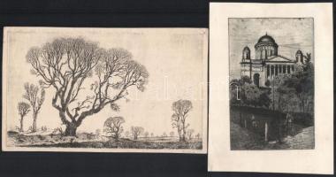 6 db rézkarc, többségében jelzett. Remsey Iván: Téli Duna, Tuka László: Falurészlet, Vári Vojtovits ...