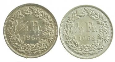 Svájc 1963B 1/2Fr Ag (2x) T:1-,2 Switzerland 1963B 1/2 Franc Ag (2x) C:AU,XF Krause KM#23