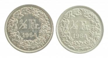 Svájc 1964B 1/2Fr Ag (2x) T:1-,2 Switzerland 1964B 1/2 Franc Ag (2x) C:AU,XF Krause KM#23