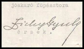 1924-1938 gróf Zichy Gyula (1871-1942) pécsi püspök, kalocsai érsek 2 db saját kezűleg aláírt levele...