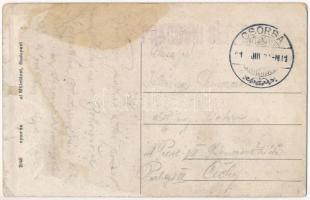 Csorba, Strba; elemi népiskola és utca télen / school and street in winter (ázott / wet damage)