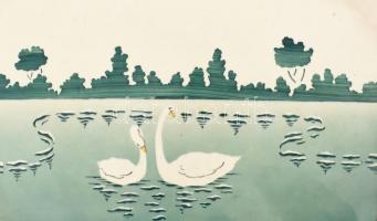 Fém keretes fajansz betétes hattyús tálca,
jelzés nélkül, kopásnyomokkal, 43x25cm