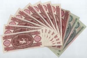 1947. 100Ft "B 259 068829" szép papír, de szélein anyaghiányos + 1962. 10Ft (2x, sorszámkö...