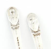 4db ezöstözött alpakka kanál, amerikai elnökök
képmásával díszitve, (John Fitzgerald Kennedy,
John...