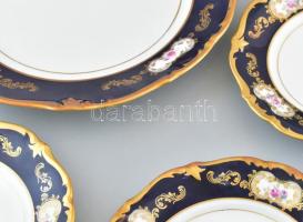 Echt Kobalt, német süteményeskészlet,
matricás porcelán, jelzett, kopásnyomokkal, d:
19-28cm