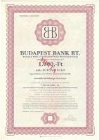 1992. "Budapest Bank Rt." osztalék-elsőbbségi részvénye 1.000Ft-ról, "MINTA" felülbélyegzéssel, 000-ás sorszámmal T:I