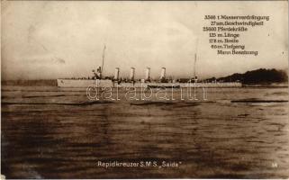 SMS Saida az Osztrák-Magyar Haditengerészet Novara-osztályú gyorscirkálója / Rapidkreuzer SMS Saida K.u.K. Kriegsmarine / Austro-Hungarian Navy, SMS Saida light cruiser (fl)