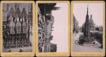 1891 Drezda, városképek, 7 db keményhátú fotó leporellóként, feliratozva, 10,5×6,5 cm