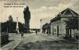 1917 Brod, Bosanski Brod; street view, monument, inn (EB)