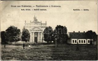 1914 Krakovets, Krakowiec; Kath. Kirche, Apotheke / Kosciól katolicki, Aptéka / Catholic church, pharmacy (EK)