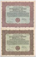 Budapest 1925. Magyar Királyság 5%-kal kamatozó Járadékkölcsön Államadóssági Kötvény 125.000K-ról és 250.000K-ról, szelvényekkel T:II