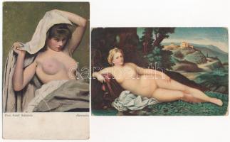 2 db RÉGI erotikus képeslap meztelen hölgyekkel / 2 pre-1945 erotic postcards with nude ladies