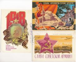 3 db MODERN szovjet kommunista propagandalap / 3 modern Soviet Communist propaganda art postcards