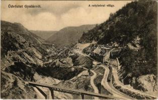 Gyalár, Ghelari; Retyisórai völgyhíd, iparvasút, bánya. Adler fényirda / Retisoara valley, mine, industrial railway