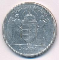 1930. 5P Ag "Horthy jobbra" T:2- patina, kis ph, ü.
Adamo P8