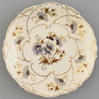 Zsolnay búzavirág mintás fali disz tányér. Kézzel festett, jelzett, hibátlan. 17 cm