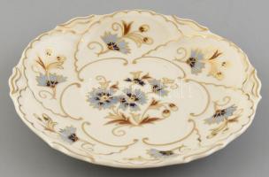 Zsolnay búzavirág mintás fali disz tányér. Kézzel festett, jelzett, hibátlan. 17 cm