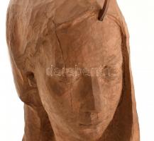 ifj. Kurbel József (?): Szűz Mária. Faragott fa, réz, jelzés nélkül. Falra akasztható, repedésekkel,...