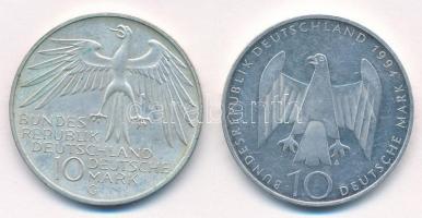 NSZK 1972G 10M Ag "Müncheni Olimpia - Spirál" + Németország 1994A 10M Ag "Német Ellen...
