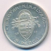 1938. 5P Ag "Szent István" T:2 patina Adamo P8.1