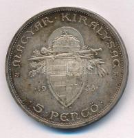 1938. 5P Ag "Szent István" T:2,2- patina Adamo P8.1