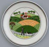 Vileroy & Boch porcelán tálka. Laplau naiv képpel. Matricás, jelzett, hibátlan. d : 12 cm