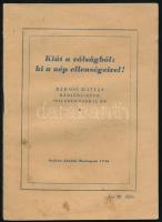 Rákosi Mátyás: Kiút a válságból: ki a nép ellenségeivel! - - rádióbeszéde 1946. dec. 12-én. Bp., 1946., Szikra, foltos, 15 p.