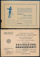 1940-1965 Vegyes meghívó tétel, 4 db:  Keszthelyi Agrártudományi Főiskola Tanácsának sárgulási ünnepségének, Kőszegi MÁV Nevelőintézet farsangi báljának, Kőszeg város Önkéntes Tüzoltó Egyesületének szilveszteri báljának, valamint a Keszthelyi Iparosok Helikon Dalkörének szilveszteri hangversenyére szóló meghívók.