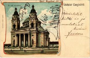 1904 Cegléd, Református templom. Sebők Béla kiadása. Art Nouveau, litho (EK)