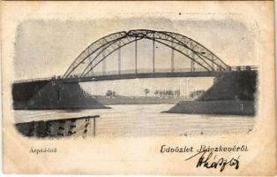 1904 Ráckeve, Árpád híd + RÁCZKEVE - BUDAPEST 184. SZ. vasúti mozgóposta bélyegző (fl)
