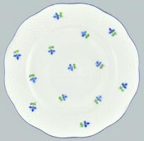 Óherendi virág mintás tányér, kézzel festett porcelán, jelzett, kopásnyomokkal, d:20,5cm