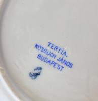 Óherendi Tertia virág mintás tányér, kézzel festett porcelán, jelzett, kopásnyomokkal, d:17cm