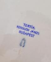 Óherendi Tertia virág mintás tányér, kézzel festett porcelán, jelzett, kopásnyomokkal, d:18,5cm
