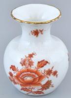 Herendi Terus Rust mintás porcelán vázácska. Kézzel festett, jelzett, minimális kopással. 6,5 cm