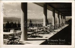 1932 Szliács, Sliac; Kúpelny dom / fürdő terasza / spa, bath, terrace (EK)