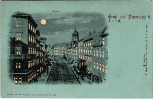 1900 Fiume, Rijeka; Corso / street view at night (fa)