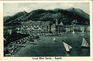 Rapallo, Grand Hotel Savoia advertisement card, beach (EK)