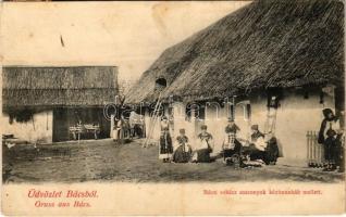 1907 Bács, Batsch, Bac; Sokác asszonyok kézimunkák mellett / Sokci women doing needlework, folklore (EK)