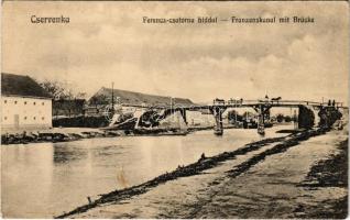 Cservenka, Crvenka; Ferenc csatorna híddal / canal, bridge (fa)