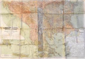 1914 A Balkán-félsziget háború térképe, 1:1.000.000., Bp., Magyar Földrajzi Intézet Rt.,98x142 cm