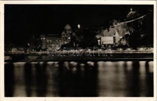 1938 Budapest XI. Pálosok kolostora a Szent Gellért szállodával, este