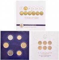 2021. 5Ft Cu-Ni-Zn "75 éves a Forint" (6xklf) + 5Ft-200Ft (6xklf) forgalmi szett dísztokba...