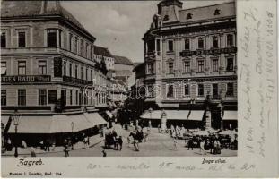 1903 Zagreb, Zágráb; Duga ulica / street, market, dentists / utca, piac, Dr. Eugen Rado és Dr. Ziga Hercog fogorvos