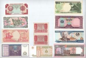 11db-os vegyes külföldi bankjegy, közte Ausztria, Indonézia, Észak-Korea, Libanon, stb. T:I-II 11pcs mixed foreign banknote, within Austria, Indonesia, North Korea, Lebanon, etc. C:UNC-XF