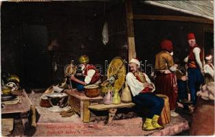 1915 Sarajevo, Kupferarbeiter in Bosnien / Radionik bakra in Bosni / Bosnian folklore, copper workers + K.und K. MILIT. POST SARAJEVO